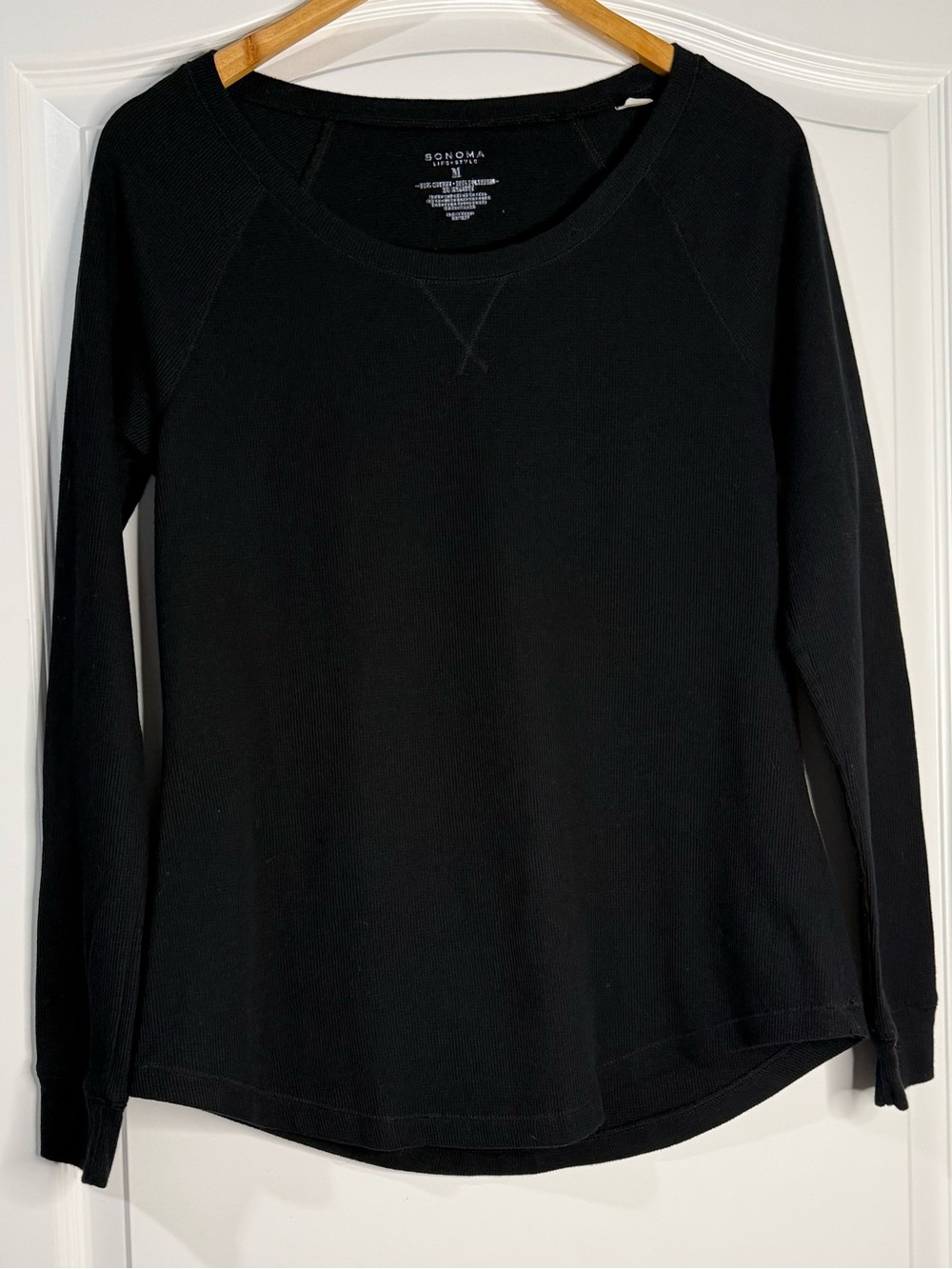 Sonoma Black Long Sleeve Thermal Crewneck Top